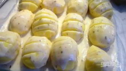 Рецепт картофеля, запеченного пода соусом бешамель