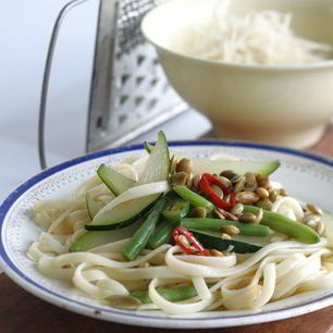 Рецепт Лингвиней с цукини и стручковой фасолью