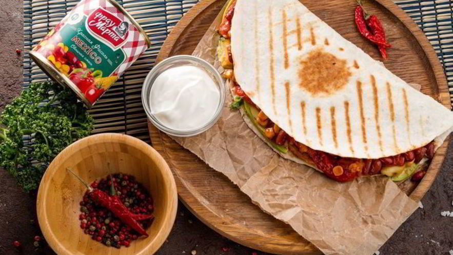 Рецепт овощной кесадильи с красной фасолью