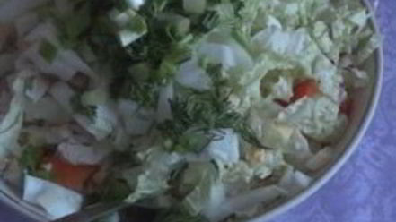 Рецепт пекинской капусты с курицей и грибами