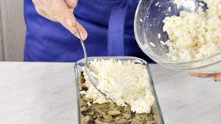 Рецепт рисового гратен с мясом и грибами