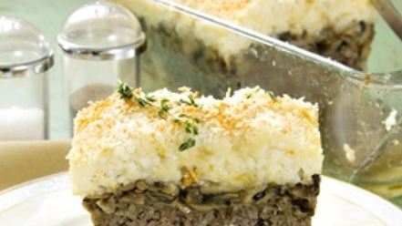 Рецепт рисового гратен с мясом и грибами