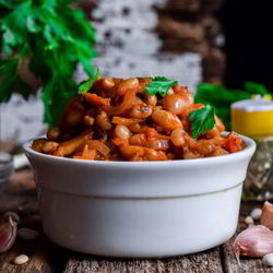 Рецепт Тушеной фасоли с грибами