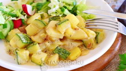 Рецепт тушеных кабачков с картошкой в сливках