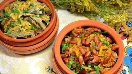 Рецепт Фасоли и печень свиная