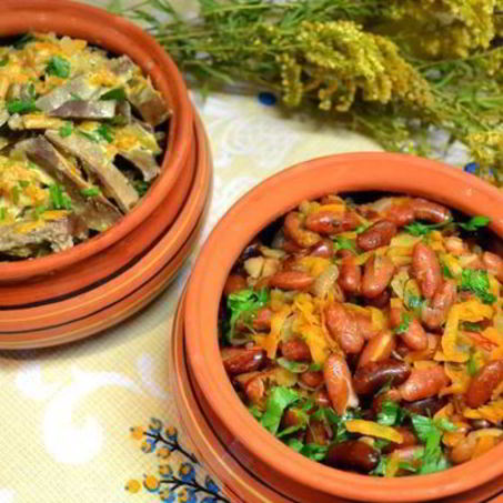 Рецепт Фасоли и печень свиная