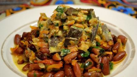 Рецепт фасоли и печень свиная