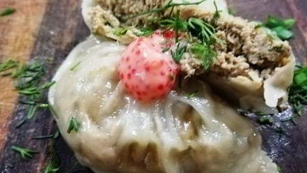 Рецепт гедзы с паштетом из тунца и куриной печенью