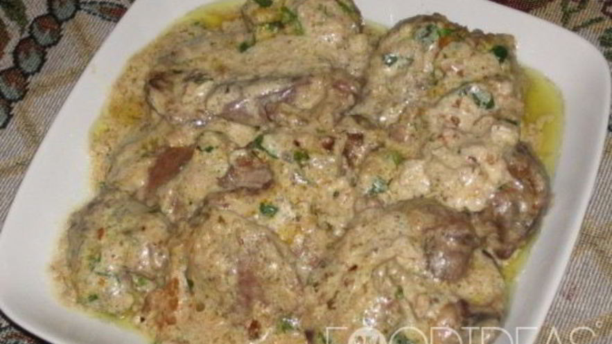 Рецепт говяжьей печени в сметане