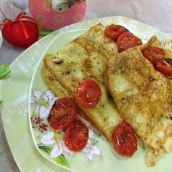 Рецепт Креспелле с печенью, нутом и помидорами черри