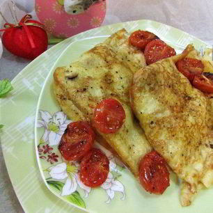 Рецепт Креспелле с печенью, нутом и помидорами черри