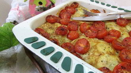 Рецепт креспелле с печенью, нутом и помидорами черри