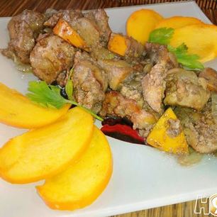 Рецепт Куриной печени с хурмой