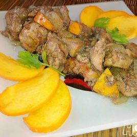 Рецепт Куриной печени с хурмой