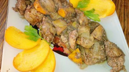 Рецепт куриной печени с хурмой
