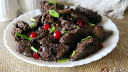 Рецепт куриной печени с луком и грецкими орехами