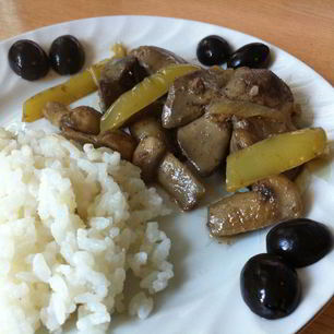 Рецепт Куриной печени с шампиньонами