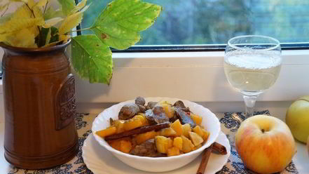 Рецепт куриной печени с тыквой и яблоками