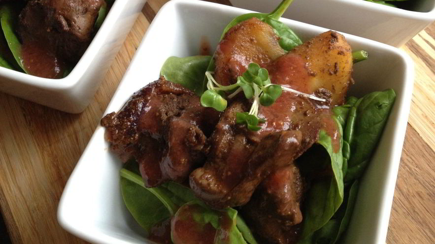 Рецепт куриной печени с яблоками