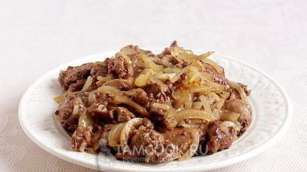 Рецепт куриной печени жареной с луком