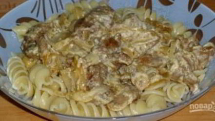 Рецепт печени куриной, жаренной со сметаной