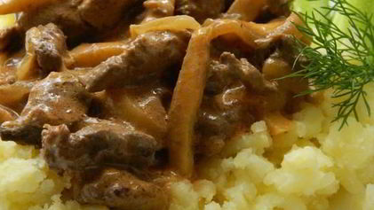 Рецепт Печени по-строгановски
