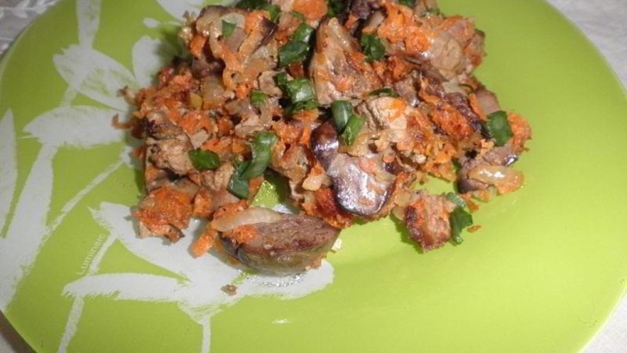 Рецепт печени с овощами в мультиварке