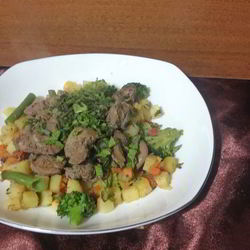 Рецепт Печени с овощами за 15 минут