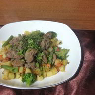 Рецепт Печени с овощами за 15 минут