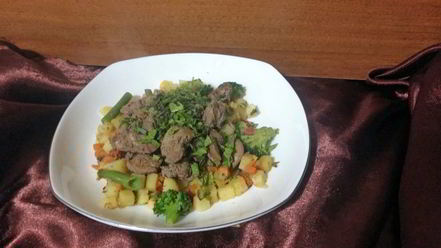 Рецепт печени с овощами за 15 минут