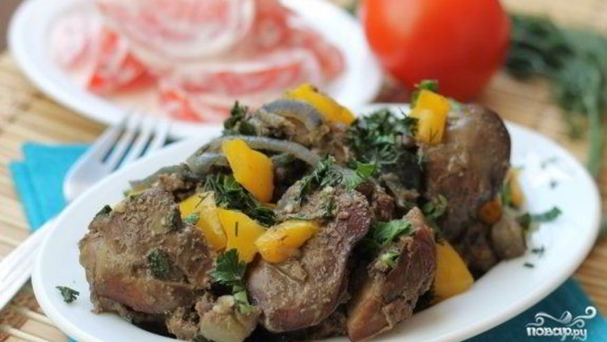 Рецепт печени с овощами