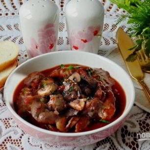 Рецепт Печени, тушенной с грибами