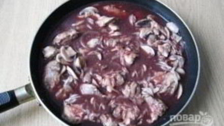 Рецепт печени, тушенной с грибами