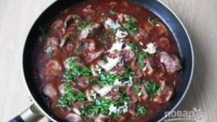 Рецепт печени, тушенной с грибами