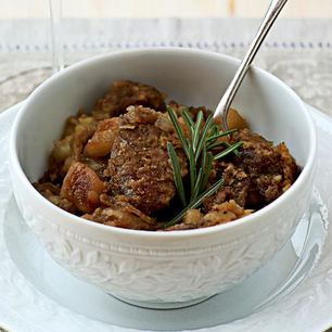 Рецепт Печенки цесарки с луково-яблочным соусом