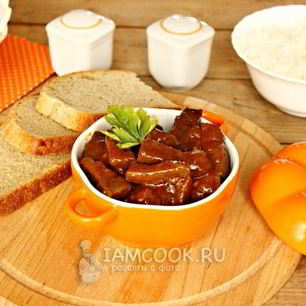 Рецепт Свиной печени, тушенной в томатно-соевом соусе