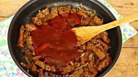 Рецепт свиной печени, тушенной в томатно-соевом соусе