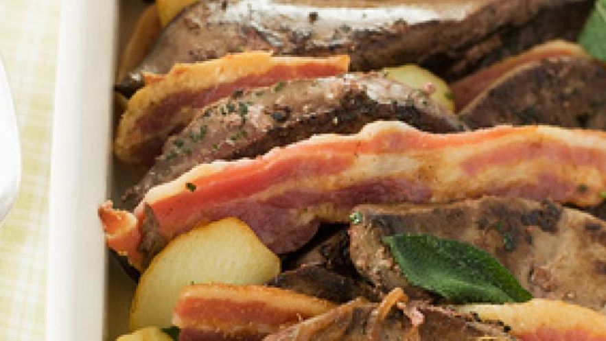 Рецепт телячьей печени с беконом и картофелем