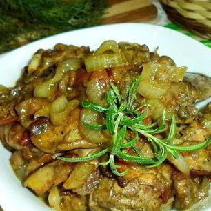 Рецепт Утиной печени с грибами