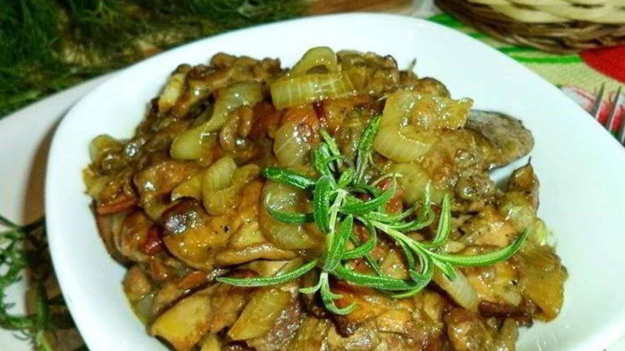 Рецепт утиной печени с грибами