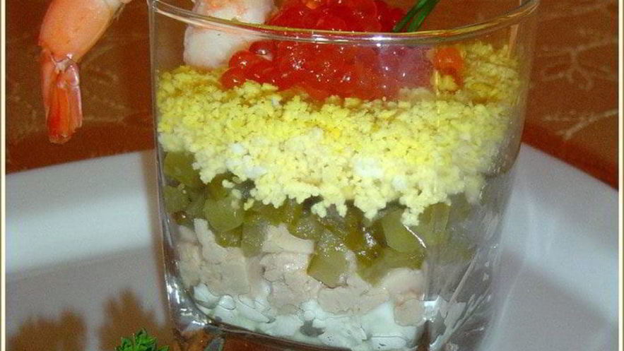 Рецепт верринов с красной икрой и печенью трески