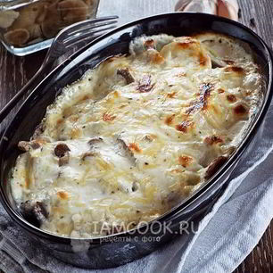 Рецепт Пельменей с опятами и сыром в духовке