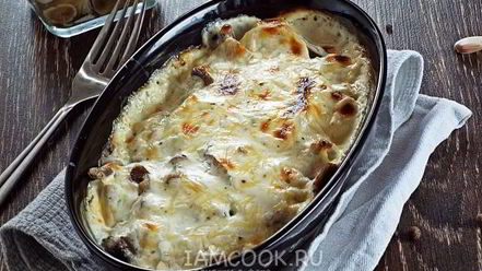 Рецепт пельменей с опятами и сыром в духовке