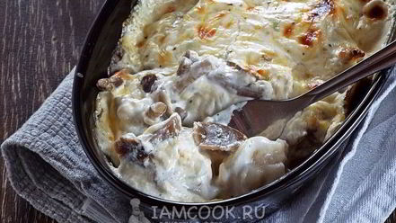 Рецепт пельменей с опятами и сыром в духовке