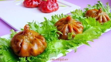 Рецепт постных цветных хинкали к 8 марта