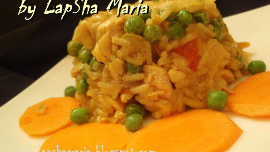 Рецепт паэльи с курицей, перцем и горошком