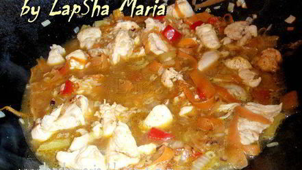 Рецепт паэльи с курицей, перцем и горошком