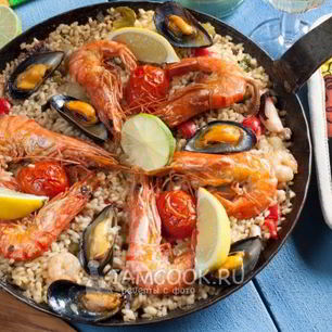 Рецепт Паэльи с морепродуктами