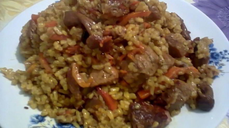 Рецепт плова фантазия с мясом и грибами