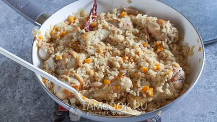 Рецепт плова из курицы на сковороде